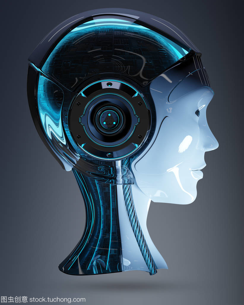 机器人头人工智能3D渲染 视觉智能的艺术与技术交融
